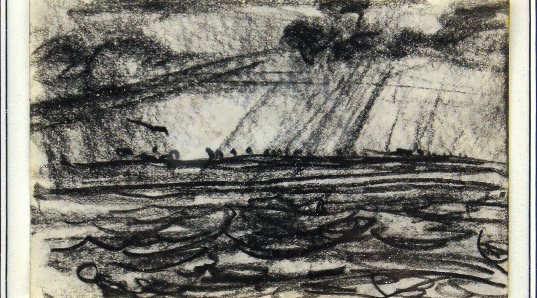 Die Insel Vom Wasser Aus, 1950er, Kohle Auf Papier, Ca. 10 X 13 cm Privatbesitz (Foto: Sarah Byl)