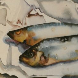 „Heringe“, Aquarell, Herbert Gentzsch o.J., 40 x 57 cm, OLA 70266