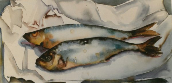 „Heringe“, Aquarell, Herbert Gentzsch o.J., 40 x 57 cm, OLA 70266