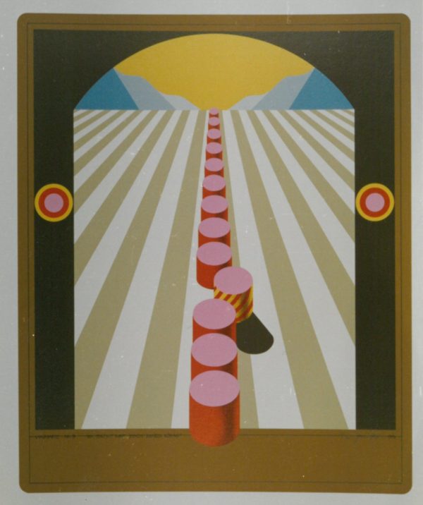„Ein Fehltritt wirft seinen Schatten voraus“, Farbsiebdruck, Jens Lausen 1970, 61 x 50 cm, OLA 70441