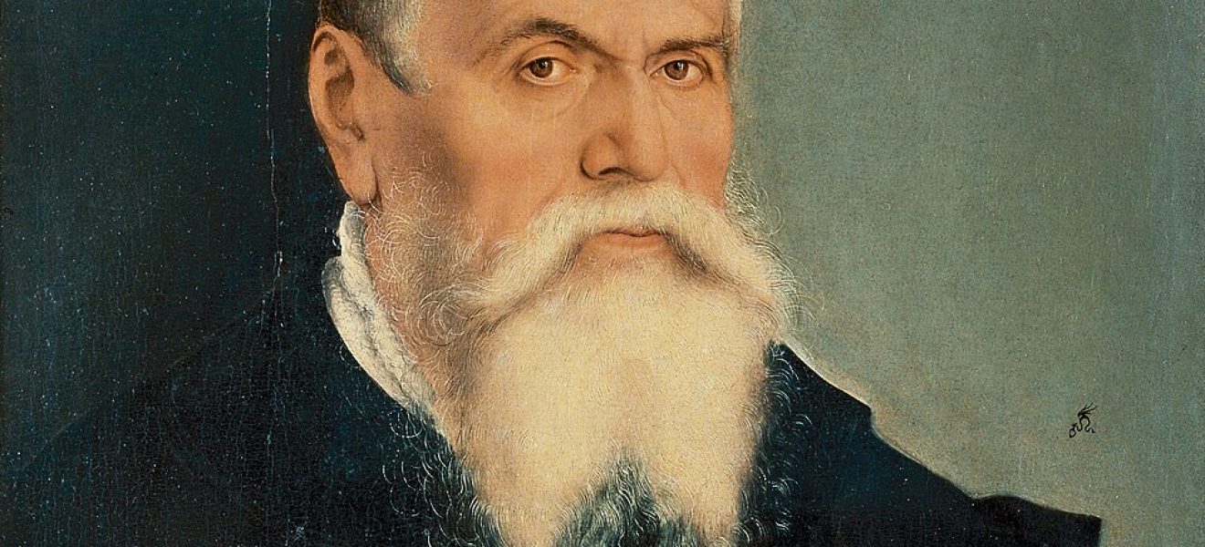 Lucas Cranach der Jüngere oder möglicherweise ein Selbstporträt: Lucas Cranach der Ältere, 1550, laut Inschrift im Alter von 77 Jahren, Uffizien, Florenz (Quelle: Wikipedia)